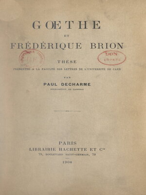 cover image of Gœthe et Frédérique Brion